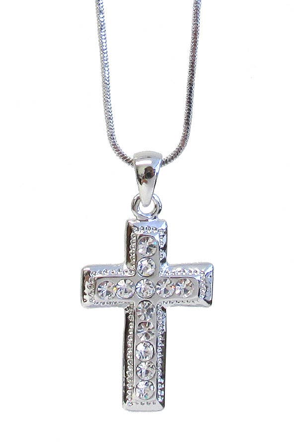 ( L513 ) CRYSTAL CROSS PENDANT NECKLACE
