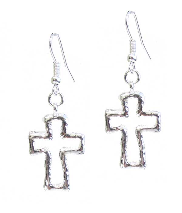 ( U363 ) METAL CROSS EARRING