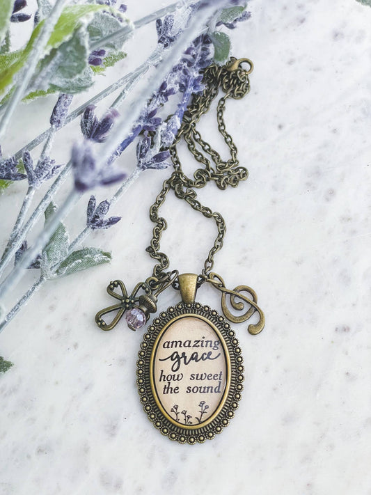 Amazing Grace hymn necklace Christian jewelry wear your faith