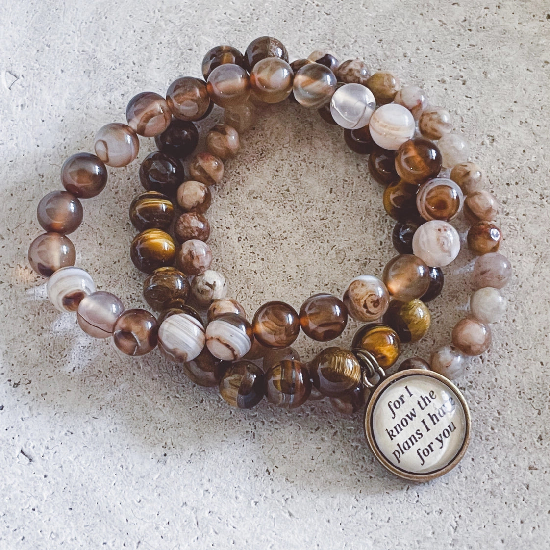 "for I know the plans I have for you" beaded stacked faith bracelet set Christian jewelry