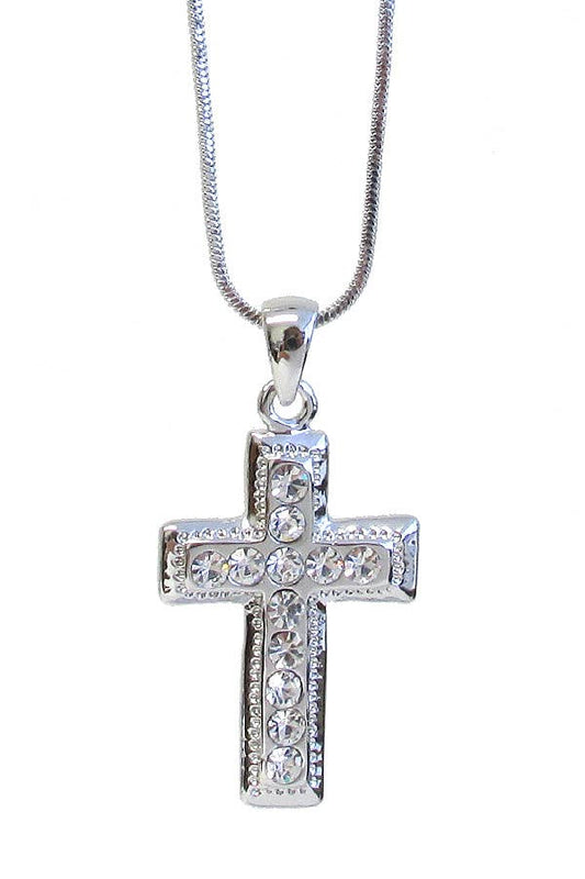 ( L513 )  CRYSTAL CROSS PENDANT NECKLACE