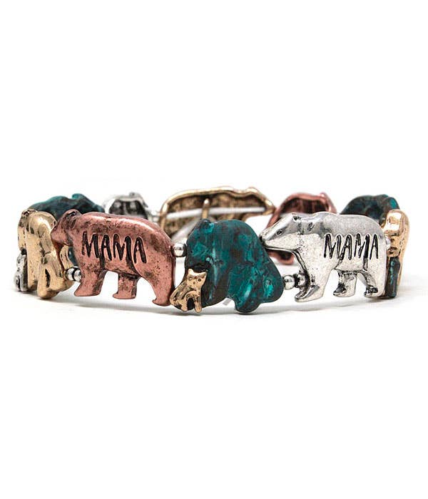 ( B567 )  MAMA BEAR THEME STRETCH BRACELET