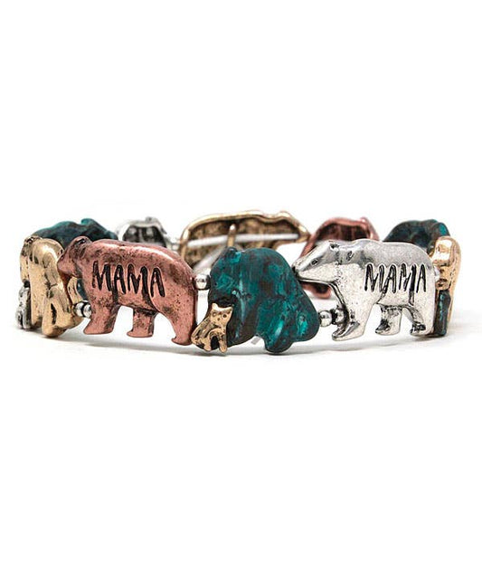 ( B567 )  MAMA BEAR THEME STRETCH BRACELET