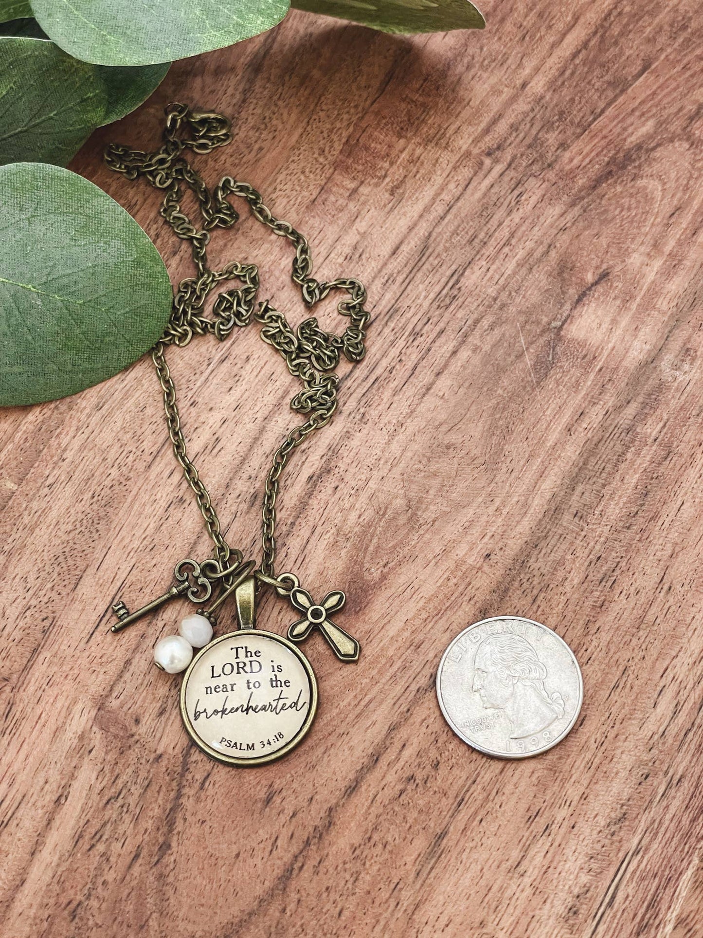 The LORD is near to the brokenhearted - Psalm 34:18 necklace comfort gift grief