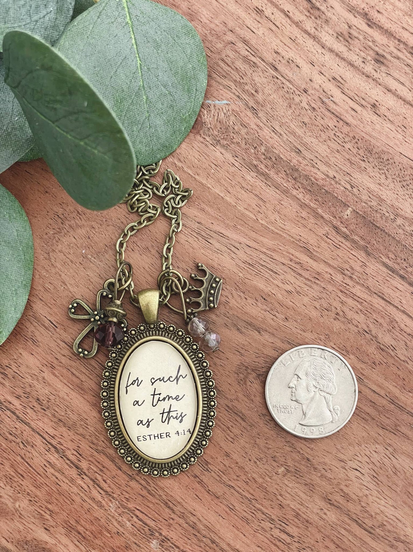 "For such a time as this" Esther 4:14 scripture quote faith pendant necklace Christian jewelry