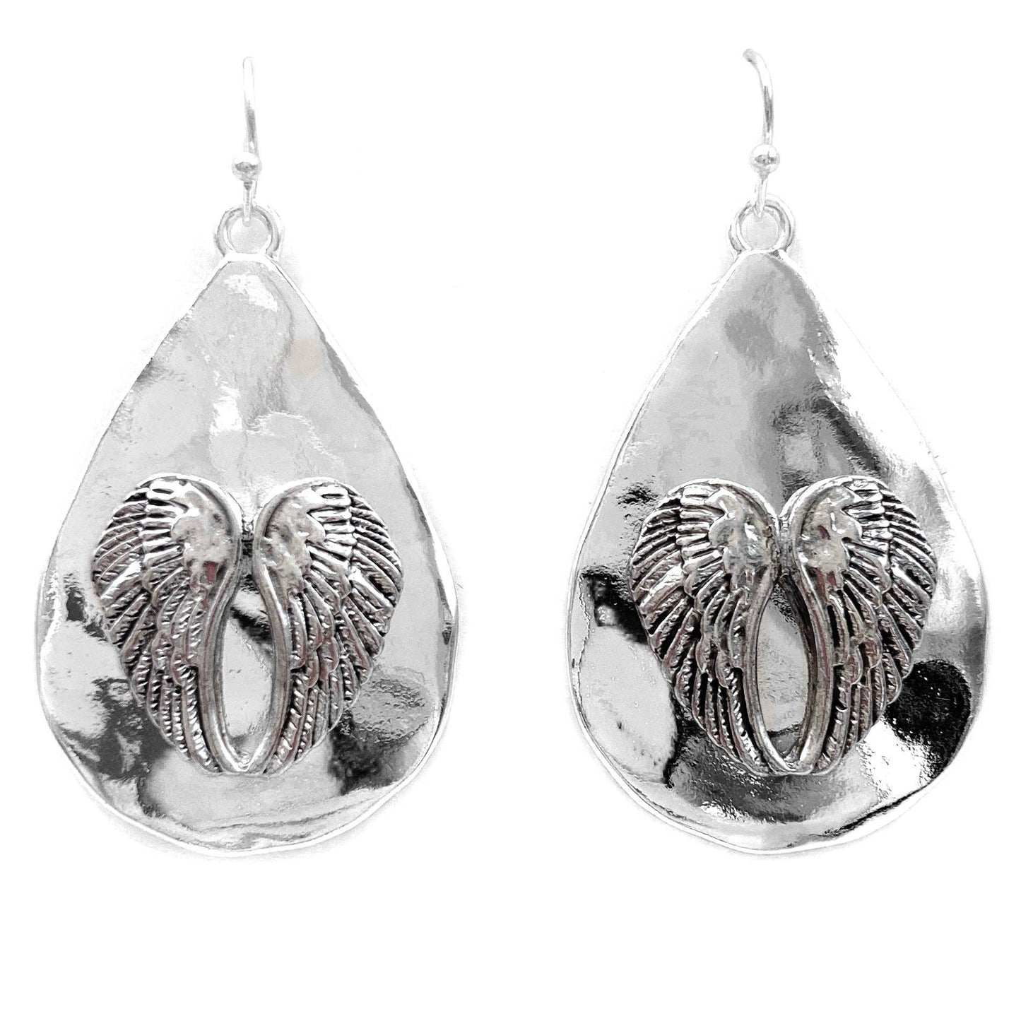 Angel Wings Plated Teardrop Dangle Earring