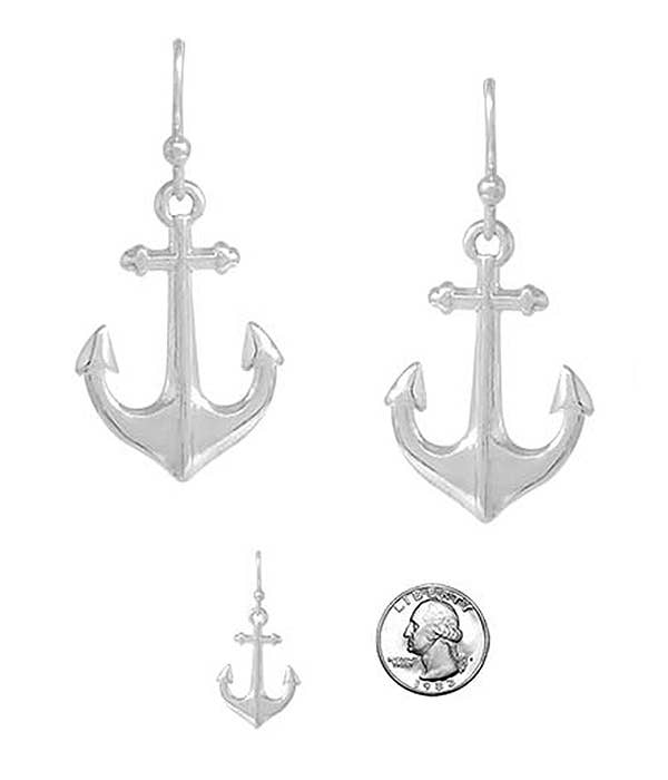 ( H243 )  NAUTICAL THEME METAL EARRING - ANCHOR