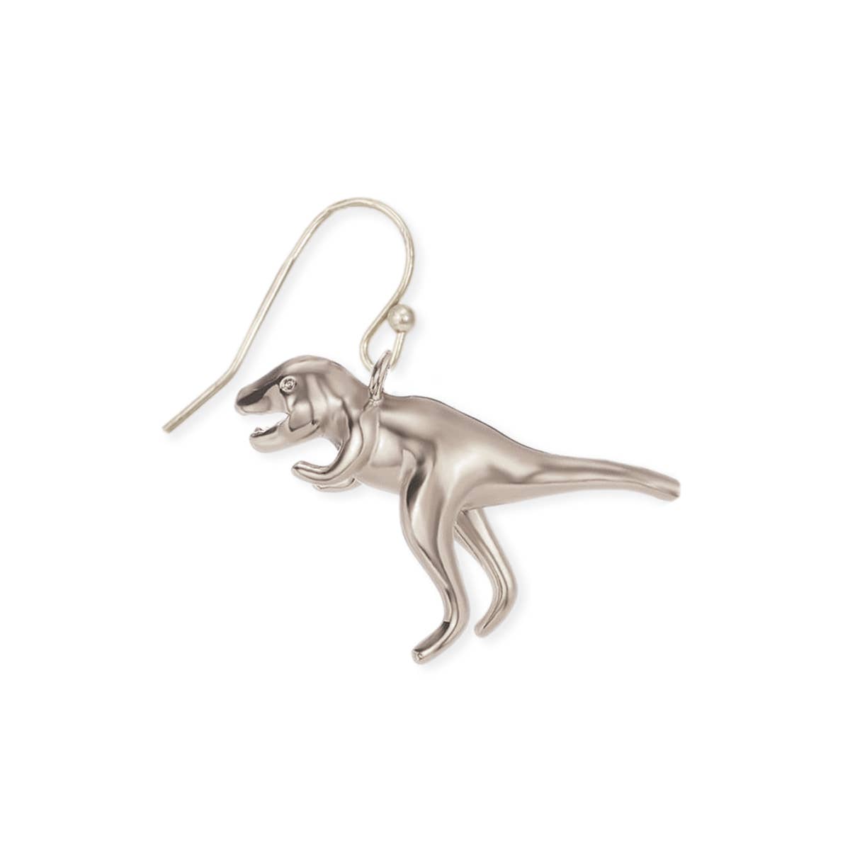 Classic Jurassic Tyrannosaurus Rex Silver Tone Earrings ~ Prehistoric Times Dinosaur
