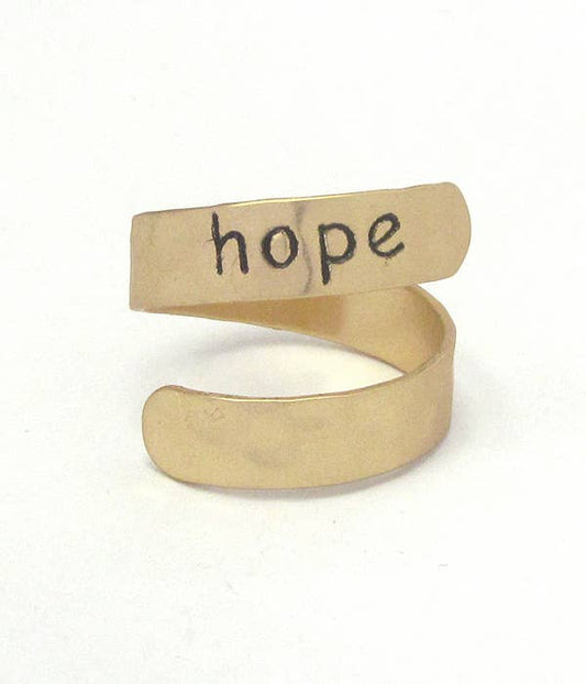 ( UX1201 )  RELIGIOUS INSPIRATION BRASS SWIRL RING - HOPE