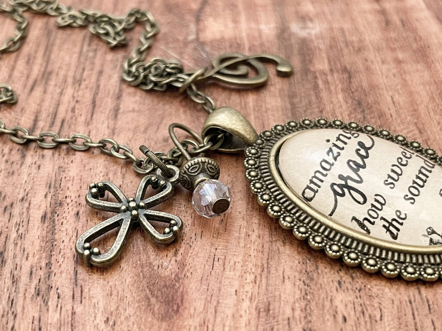Amazing Grace hymn necklace Christian jewelry wear your faith