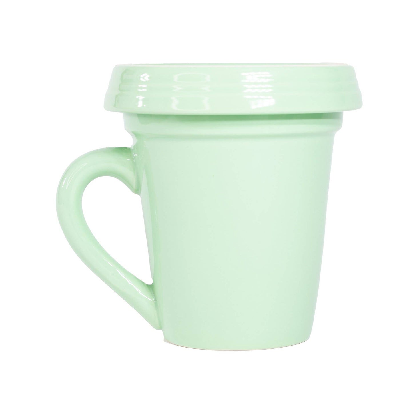 Green Flower Pot Mug w/Scripture - Be Happy