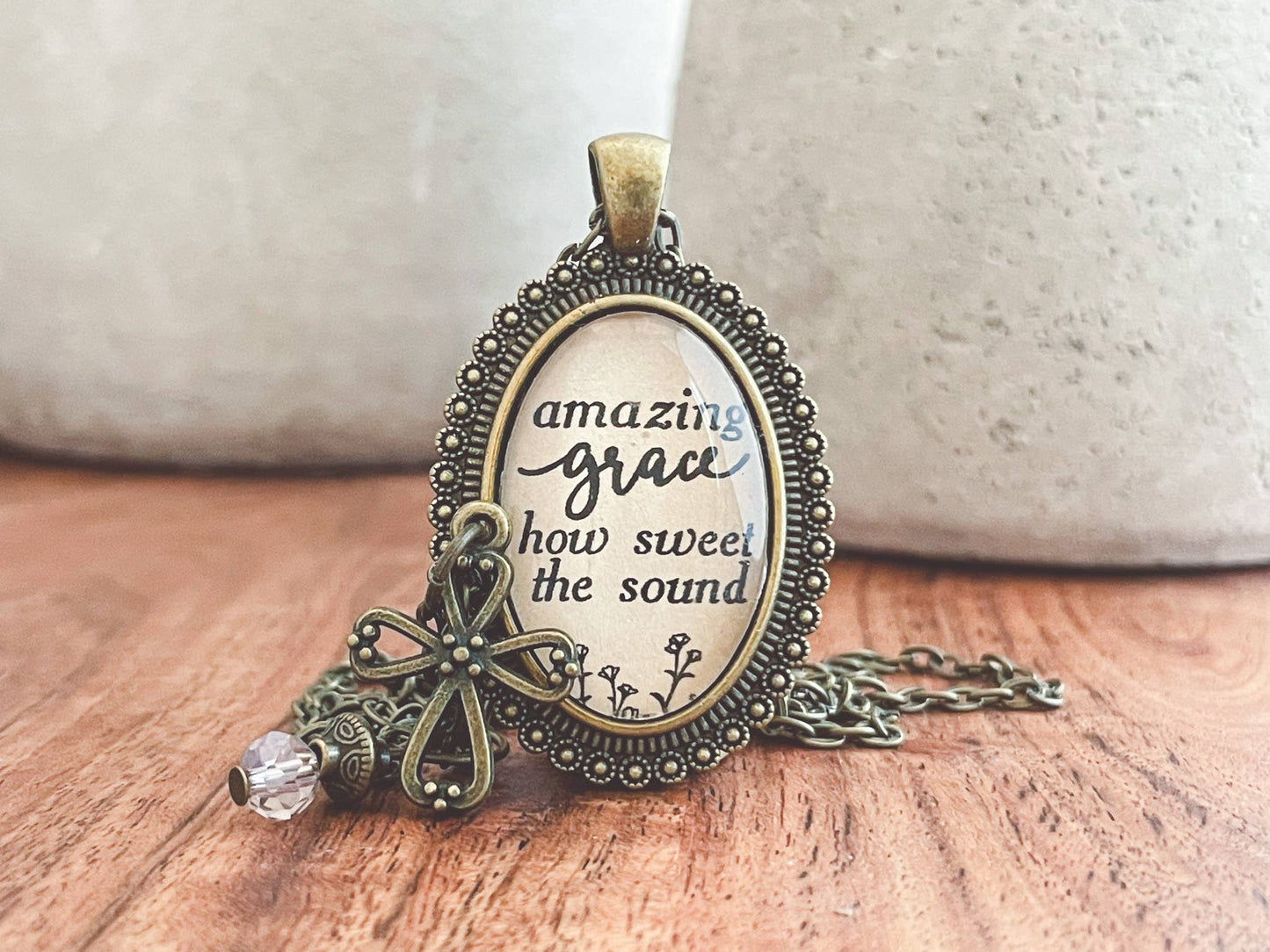 Amazing Grace hymn necklace Christian jewelry wear your faith