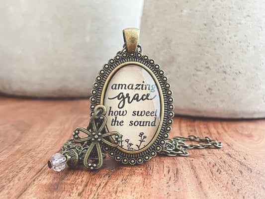 Amazing Grace hymn necklace Christian jewelry wear your faith