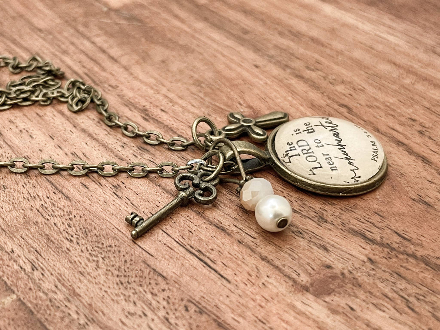 The LORD is near to the brokenhearted - Psalm 34:18 necklace comfort gift grief