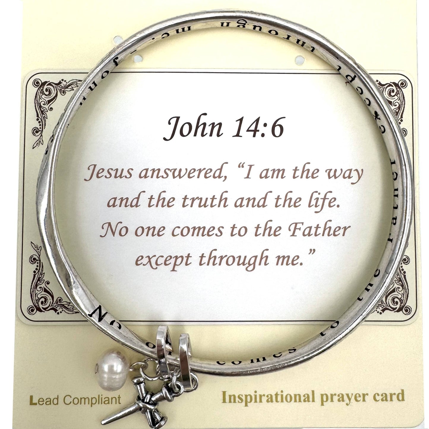 John 14:6 Cross Bible Inscription Bangle "I am the way and the truth and the life"