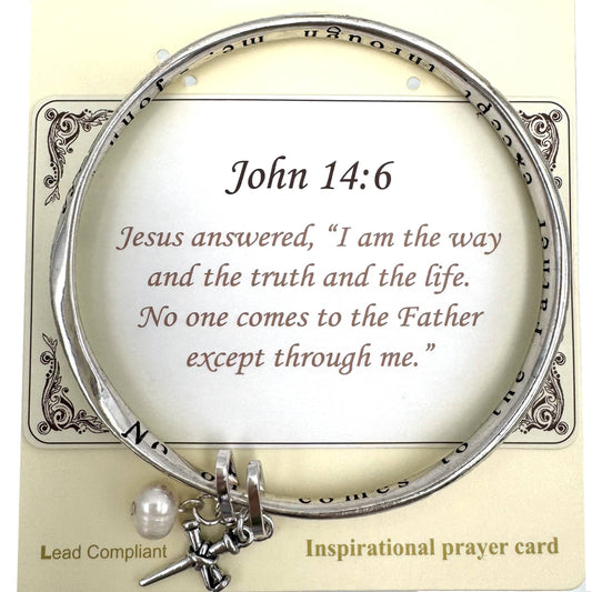 John 14:6 Cross Bible Inscription Bangle "I am the way and the truth and the life"
