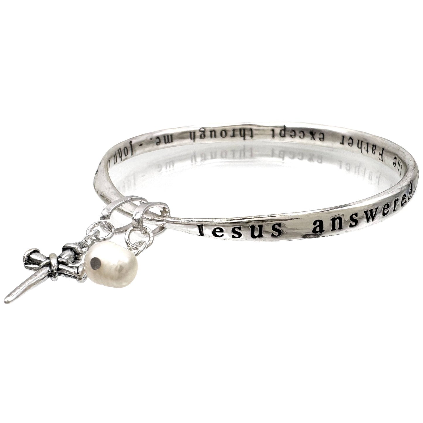 John 14:6 Cross Bible Inscription Bangle "I am the way and the truth and the life"