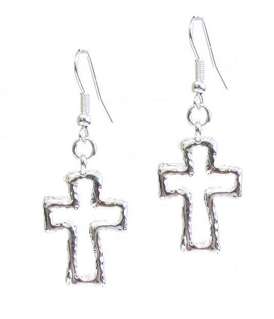 ( U363 )  METAL CROSS EARRING