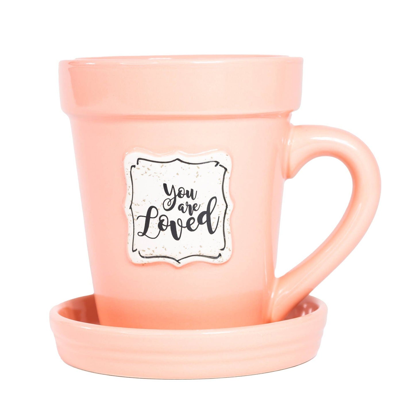 Peach Flower Pot Mug - “You’re Loved” Without Scripture