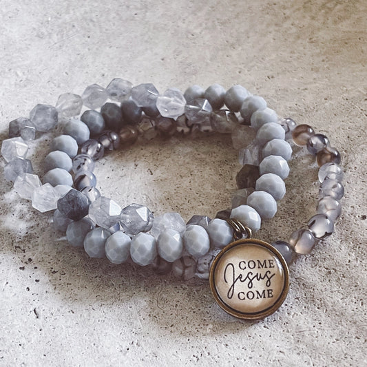 "Come Jesus come" bracelet stacked faith set Christian jewelry