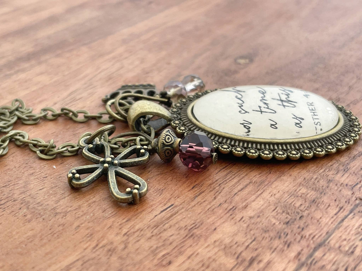 "For such a time as this" Esther 4:14 scripture quote faith pendant necklace Christian jewelry