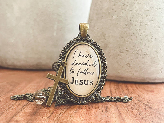 "I have decided to follow Jesus" hymn jewelry gift Christian